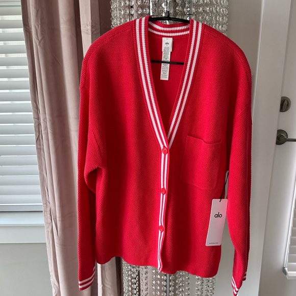 ALO Yoga Women's Tennis Club Sweater Knit Cardigan - Picture 1 of 10
